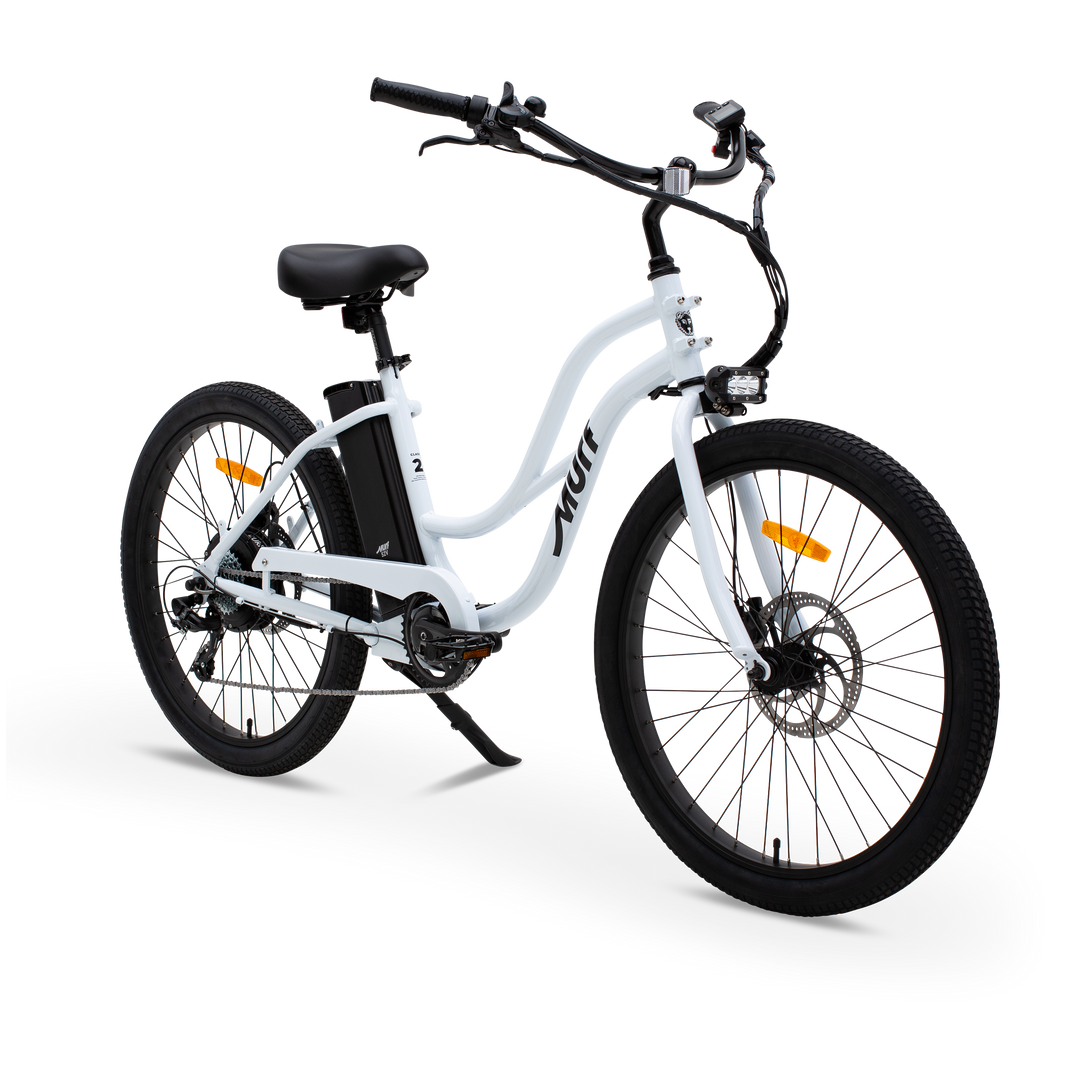 The Izzy Step Thru Electric Cruiser Bike With Throttle Shop
