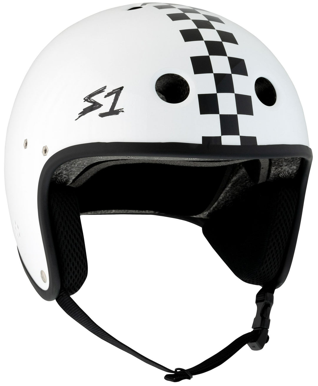 S1 Retro Lifer Helmet - White Gloss Checkered